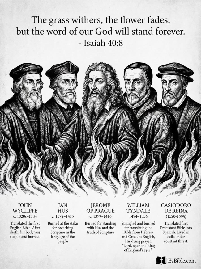 A depiction of five Reformation era Bible translators