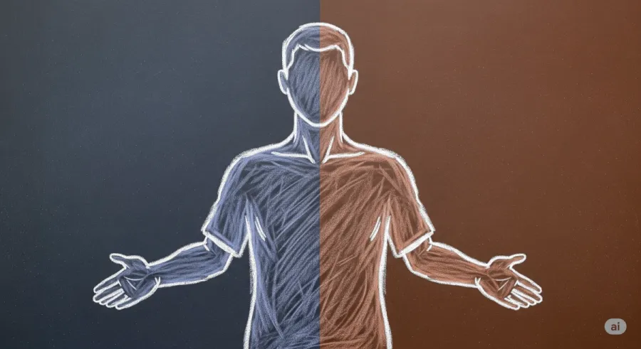 Two color image of human figure