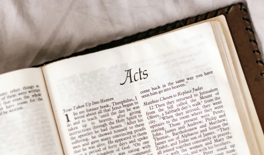 Photo of Bible open to Acts