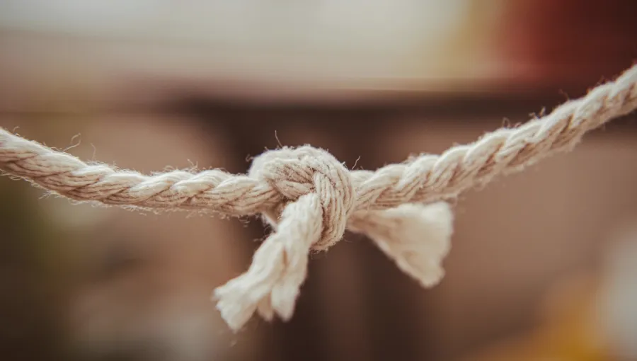 Photo of two ropes tied together