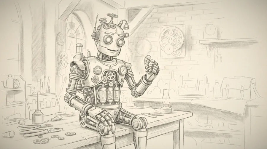AI generated pencil drawing of a robot