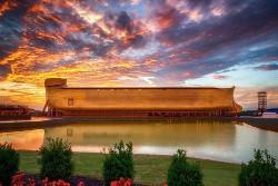The Ark Encounter at sunset on Monday, July 4. (Photo by Paul DeCesare; courtesy Ken Ham, Answers in Genesis and ArkEncounter.com)