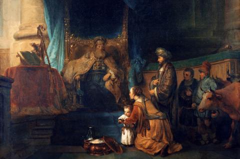 Hannah presenting her son Samuel to the priest Eli, Gerbrand van den Eeckhout, ca. 1665