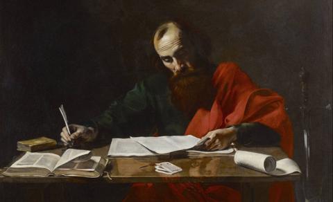 Saint Paul Writing His Epistles, by Valentin de Boulogne or Nicolas Tournier (c. 16th century)