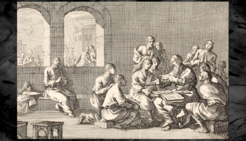 Origen Teaching His Students - Jan Luyken (1700)