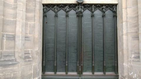 Door of the Theses Memorial at Schlosskirche in Lutherstadt, Wittenberg