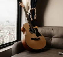 Photo of an acoustic guitar