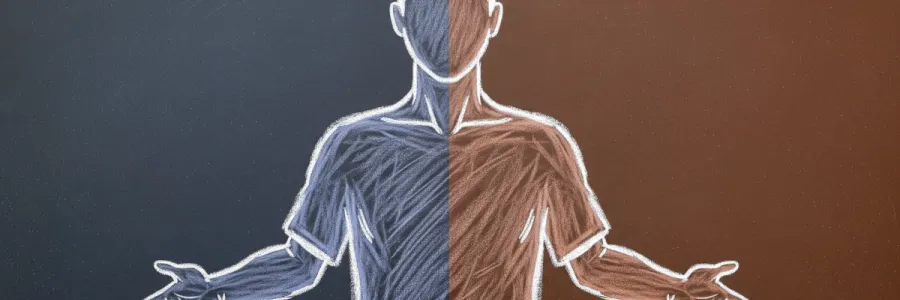 Two color image of human figure