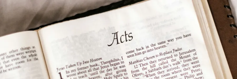 Photo of Bible open to Acts