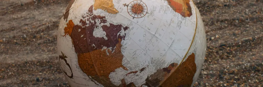 Globe on wet sand