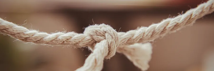 Photo of two ropes tied together